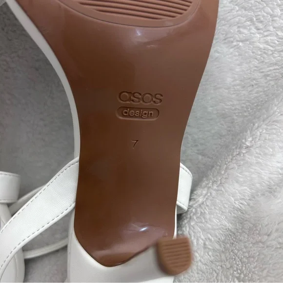 ASOS DESIGN Nali Barely There Heeled Sandals in White Sz US 9 NEW - Picture 9 of 10
